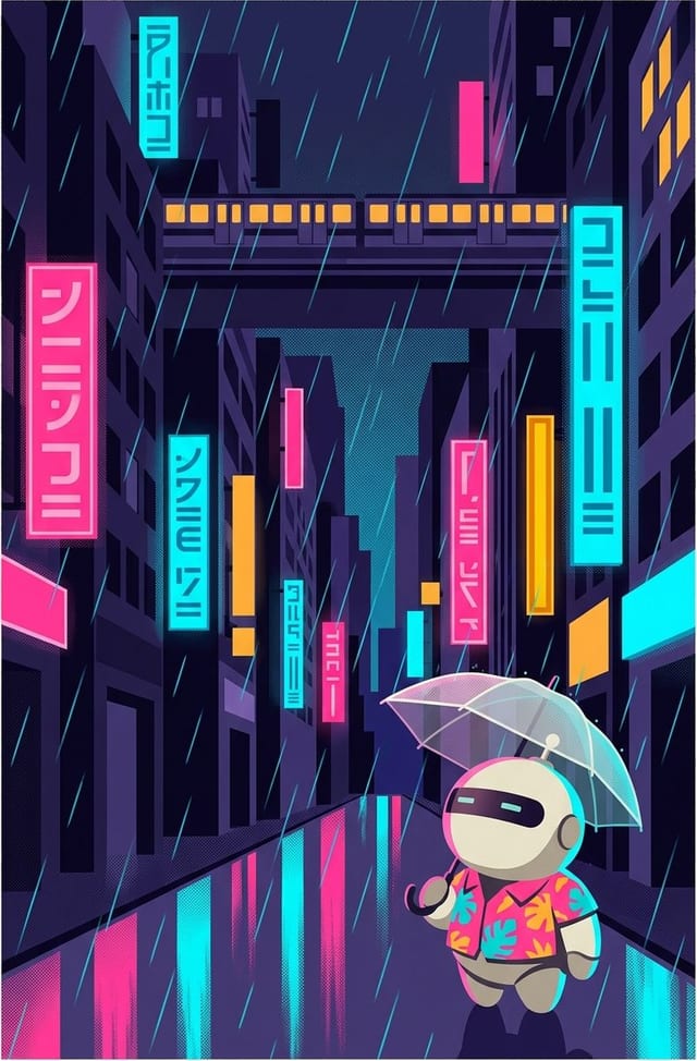 A travel poster for Neon City